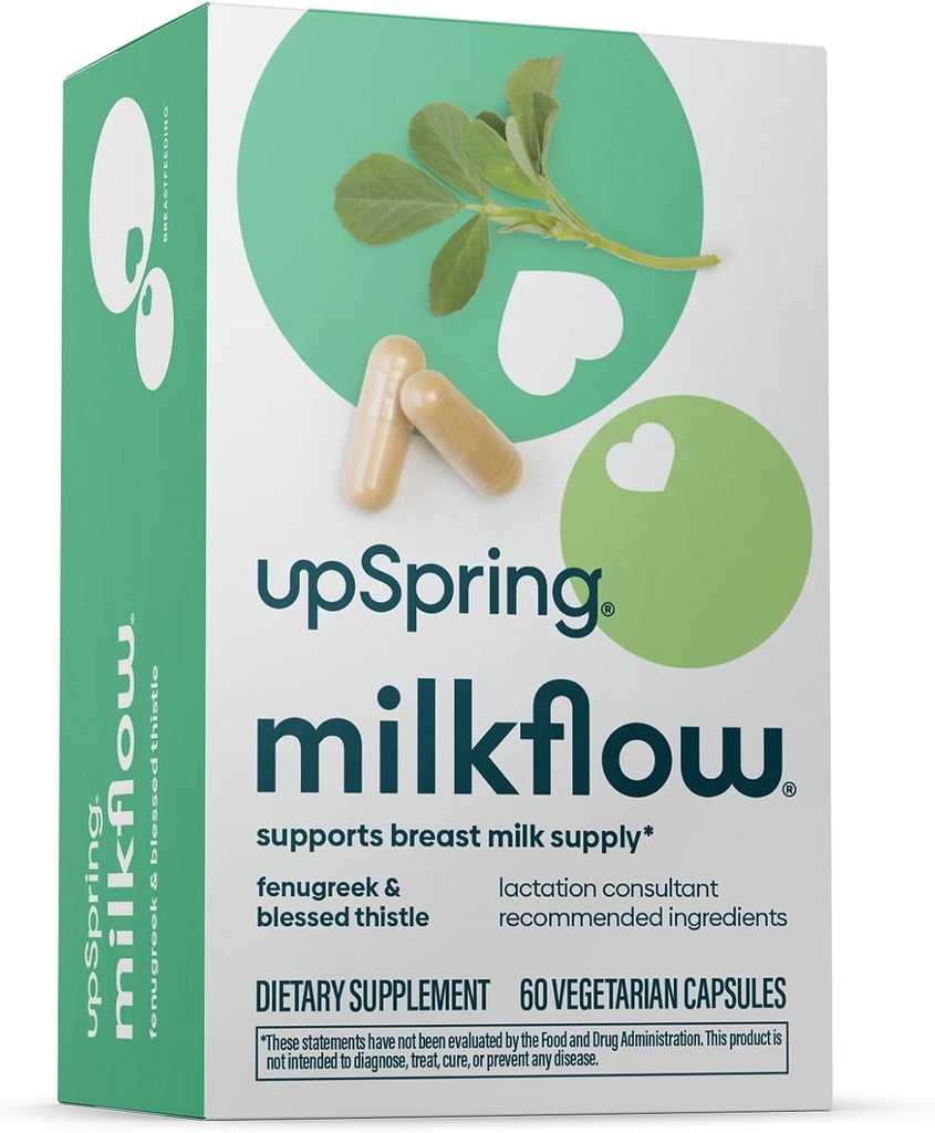 UpSpring Milkflow Lactation Supplement piima pakkumise suurendamiseks, rinnaga toitmise täiendused lambaläätse ja õnnistatud ohakaga, mitte-GMO, imetamise toetus 60 vegankapslit