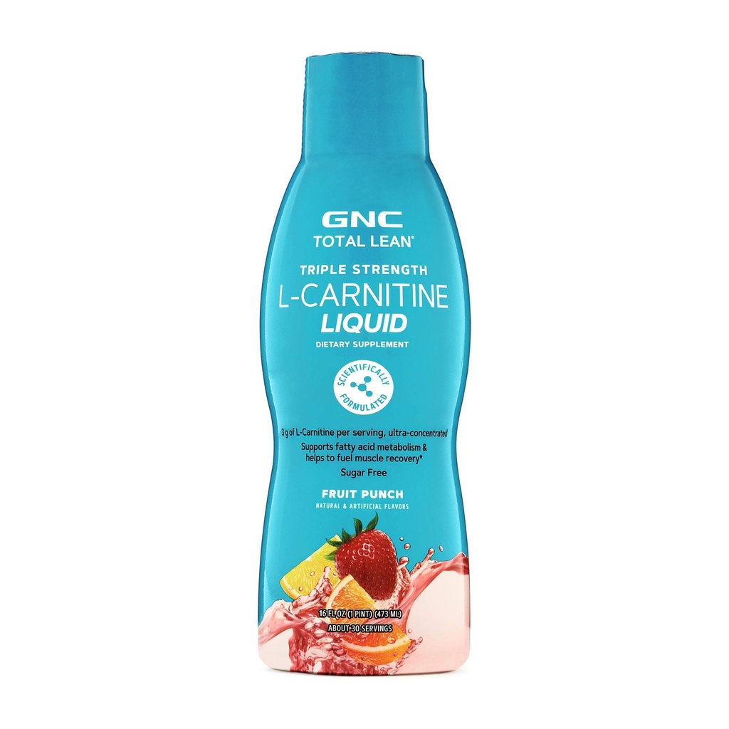 GNC Total Lean Triple Tugevus L-karnitiin Vedel | Toetab Rasvhapete ainevahetust ja aitab kütust lihaste taastamine, Suhkruvaba | Puuvilja Punch | 16 fl.oz