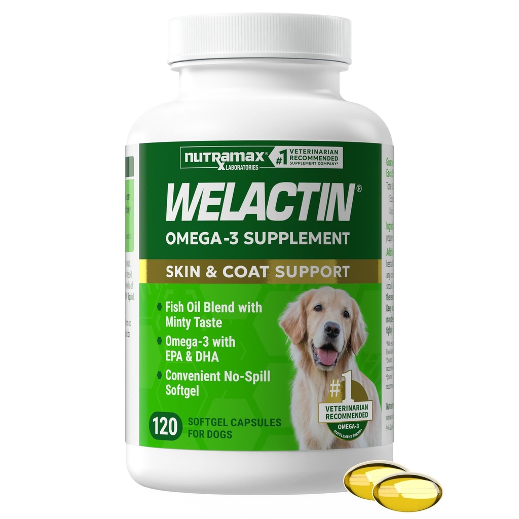 Nutramax Welactin 3 - Canine 120 - Softgel Caps, Welactin Omega-3 naha ja mantli tugi