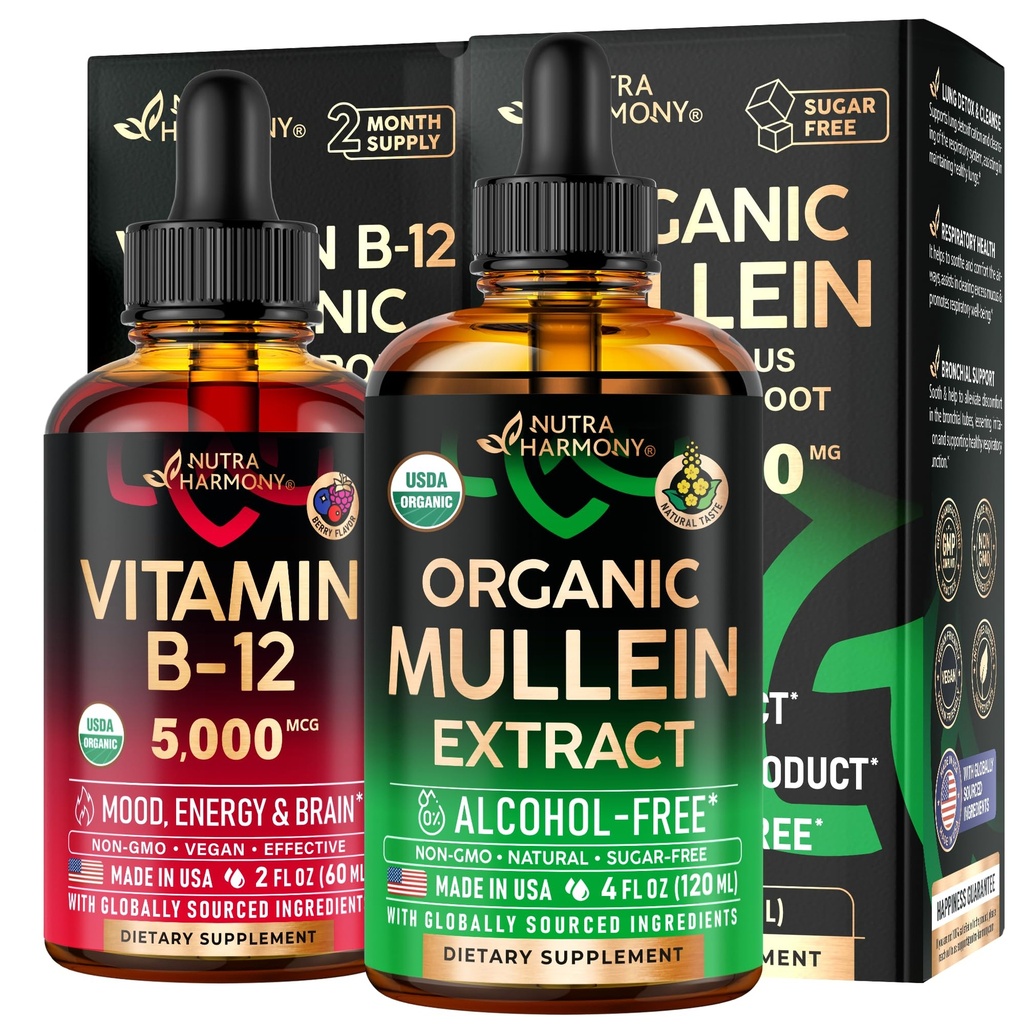 NUTRAHARMONY Orgaaniline Mullein tilgad ja vitamiin B12 tilgad