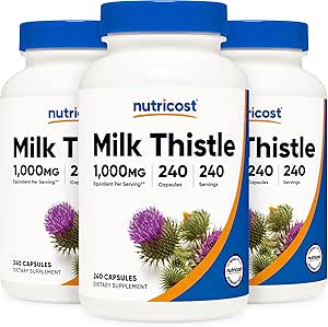 Nutricost Milk Thistle 1000mg ekvivalent, 240 kapslit (3 pakendit) - 250mg 4: 1 ekstrakti - Vegan, Non-GMO ja Gluteeni vaba