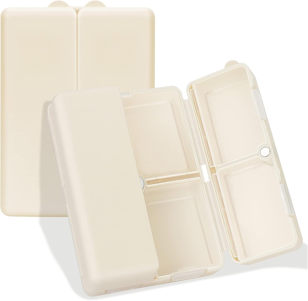FYY Daily Pill Korraldaja, 7 Kompartments Portable Case [Folding Design] Travel Pill Box rahakotis hoida vitamiine, tursamaksaõli, täiendused ja ravimid-valge