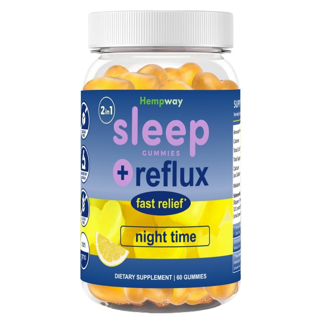 Refluks Raft Antacid Gummies | Fast Acting | 2 in 1 Sleep and Acid Refluks Relief Nighttime | kliiniliselt uuritud koostisosad | Mitte-GMO Gluteenivaba Suhkru Vaba | Sidrun 60 Vegan Gummies