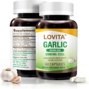 Lovita lõhnatu küüslaugukapslid, 5000 mg värske küüslaugu ekvivalent, 1,25% Allitsiini ekstrakt, toetab südant, vererõhku, kolesterooli ja immuunsüsteemi, mitte-GMO, gluteenivaba, 60 vegankapslit