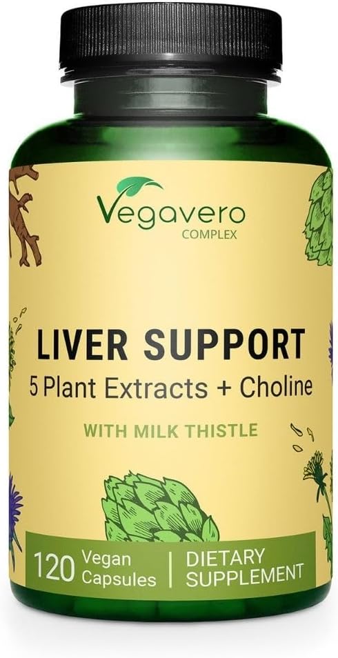 Vegavero Liver Support | Milk Thistle Supplement 9000mg | 120 Capsules | Dandelion, Artichoke, Choline, Beetroot | Liver Cleanse Detox & Repair | with 80% Silymarin | NO Additive & Vegan