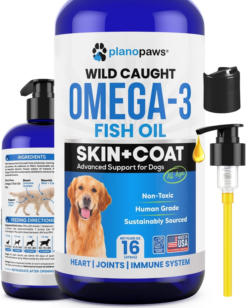 Omega 3 kalaõli koertele - parem kui lõheõli koertele - koera kalaõli lisand - vähendage kukkumist ja sügelemist - toetab liigeseid, aju, südame tervist - koera nahka ja mantlit - kalaõli vedelik