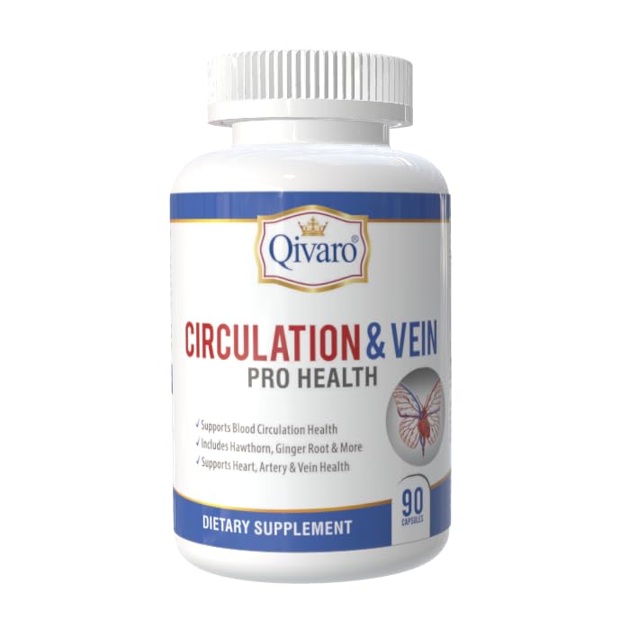 Circulation & Vein Pro Supplement - sisaldab niatsiini, L-arginiini, ingverit, Cayenne Pepperit, Hawthorni ja Diosmini - 90 kapslit