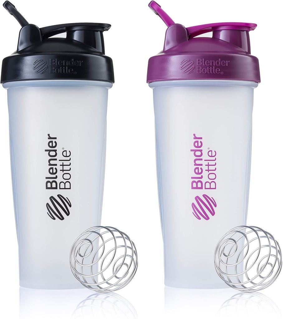 BlenderBottle Classic Shaker Bottle Ideaalne valgu raputamiseks ja enne treeningut, 28-kordne (2 Pack), värvid võivad erineda