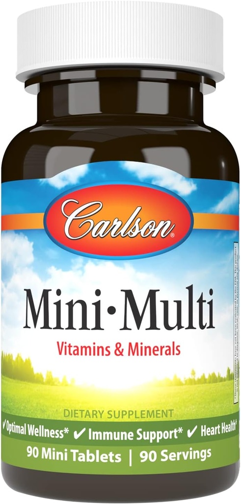 Carlson - Mini-Multi, Vitamiinid ja mineraalid, Immune Support & Heart Health, Optimal Wellness, 90 mini tabletid.