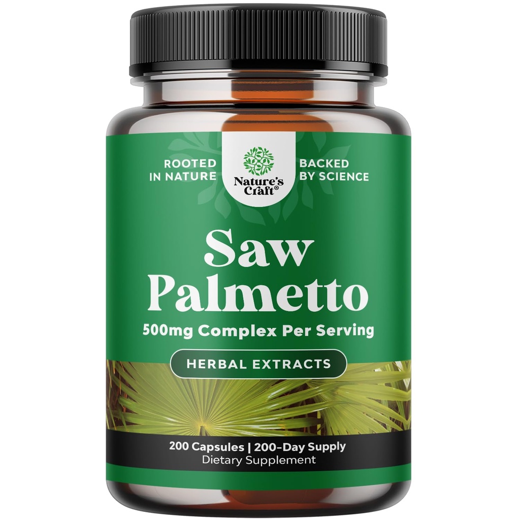 Extra Tugevus Saw Palmetto ekstrakt - Advanced Taimne Kompleks juuste tervise ja kuseteede toetust Taimede Sterols & Flavonoidid - Potent Taimne Täiendus 500mg Serving - 200 kapslit