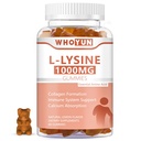 L-Lysine 1000mg Gummies, närimiskõlblik lüsiini lisand täiskasvanutele, immuunsüsteemi tugi, kollageeni moodustumise tugi, sidruni maitse, 60 krahv