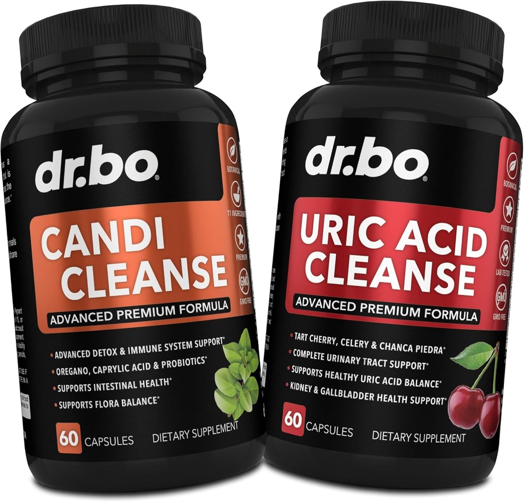DR. BO Candi kusihappe puhastustoetus - Oregano & neerude taimsed toidulisandid naistele ja meestele - ekstra tugevus Uric Acid Flush Purge kapslid ja suukaudne kontrollProbiootiline kompleks Puhastaja