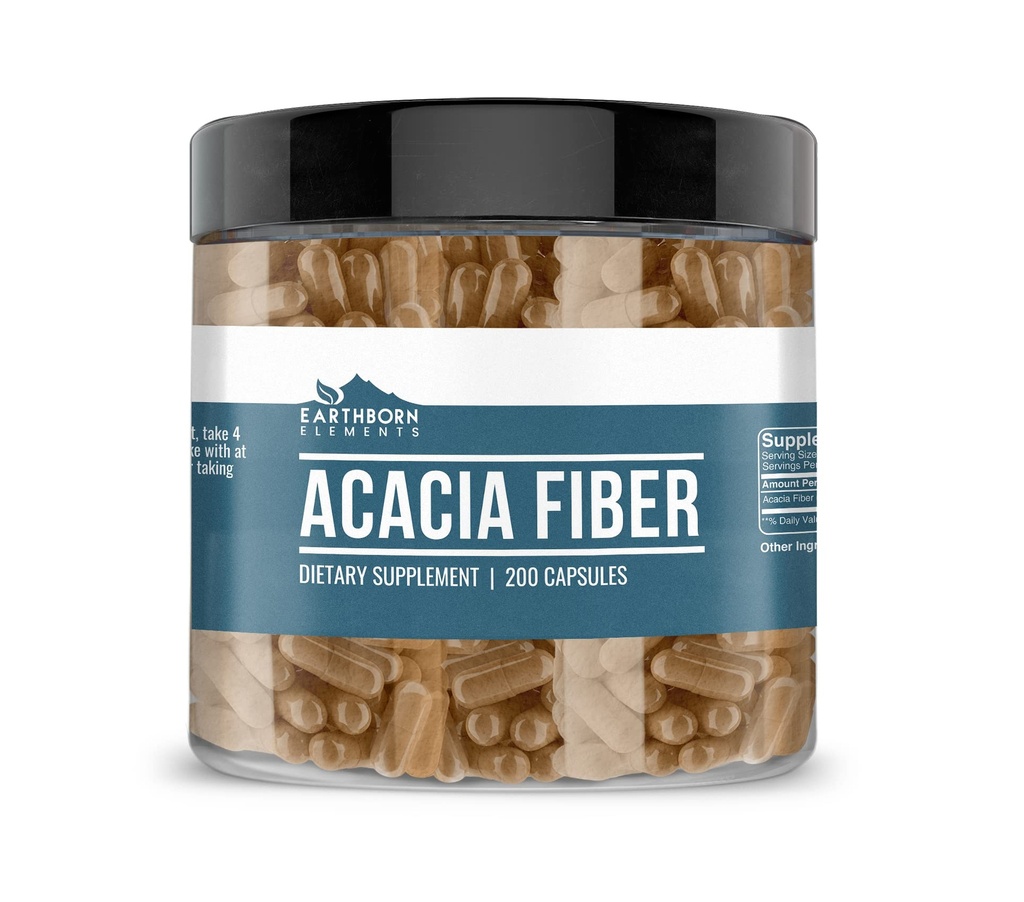 Maapealsed elemendid Acacia Fiber 200 kapslid, puhtad ja lahjendamata, lisandid puuduvad