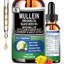 16-in-1 orgaaniline Mullein tilgad kopsudele | Mullein Leaf Ekstrakt w/Oil oregano mustseemneõli | Mitte-GMO&Gluten Free Respiratory Health Vedel tilgad | Mullein Supplement Cleanse suitsetajatele