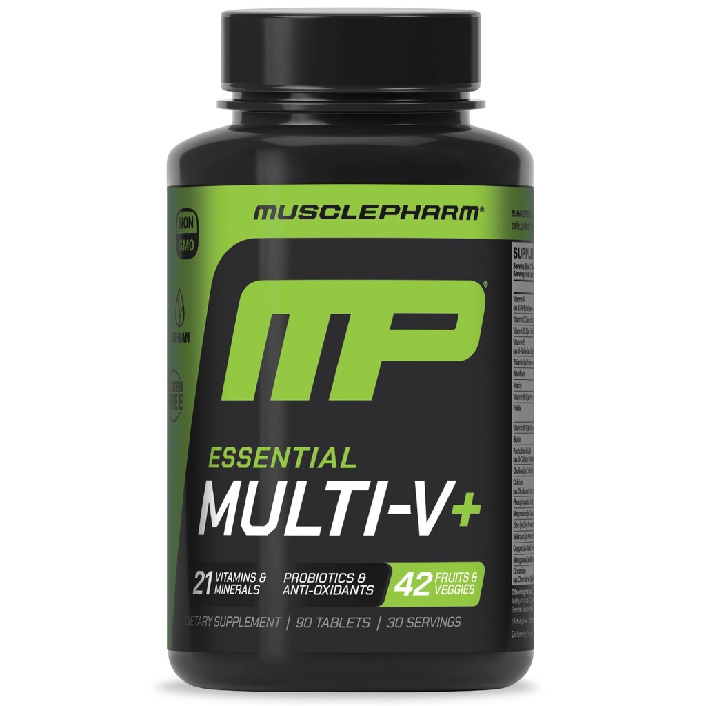 Lihas-Pharm Essentials Multi-V+, Sportlase multivitamiin, täiustatud energia, jõudlus ja immuunsus, igapäevane multivitamiin meestele ja naistele, kellel on mineraalid Plus probiootikumid, 90 tabletti, 30 serveerimist
