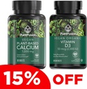 PlantFusion Vegan Calcium & D3 Bundle - Premium taimepõhine kaltsium 1000mg ja D3 2000IU Luude kasvu, tiheduse ja tugevuse ning immuunsuse tugi