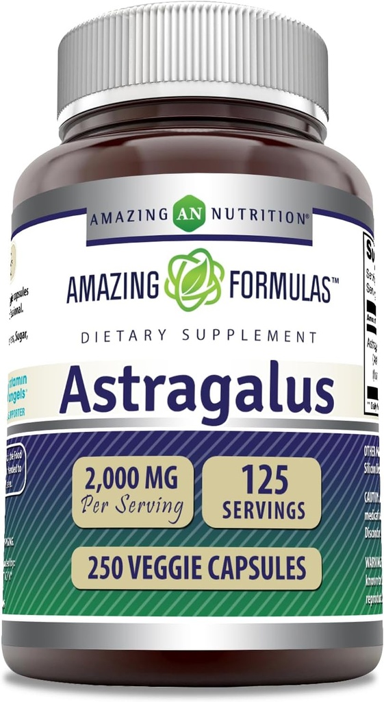 Amazing Formulas Astragalus 2000 mg Per Serving Capsules Supplement | Valmistatud puhtast Astragalus Membranaceus Plant Juur Extract | Non-GMO | Gluteenivaba (250 Count)