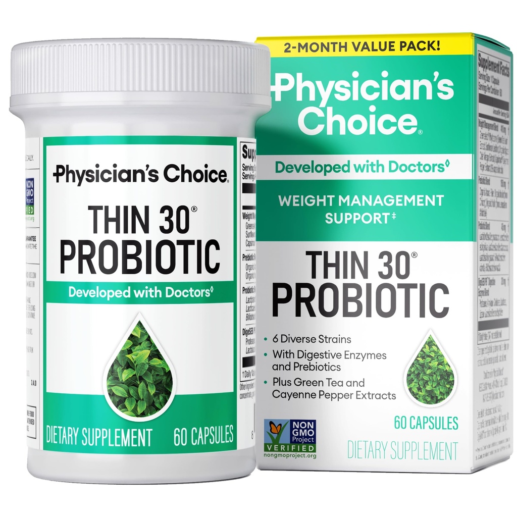 Arsti valik Probiootikumid kaalulangus ja Bloating - 6 probiootilised tüved - prebiootikumid - peamine koostisosa Cayenne - toetab soolestiku tervist - kaalujälgimine naistele ja meestele - roheline tee - 60 CT