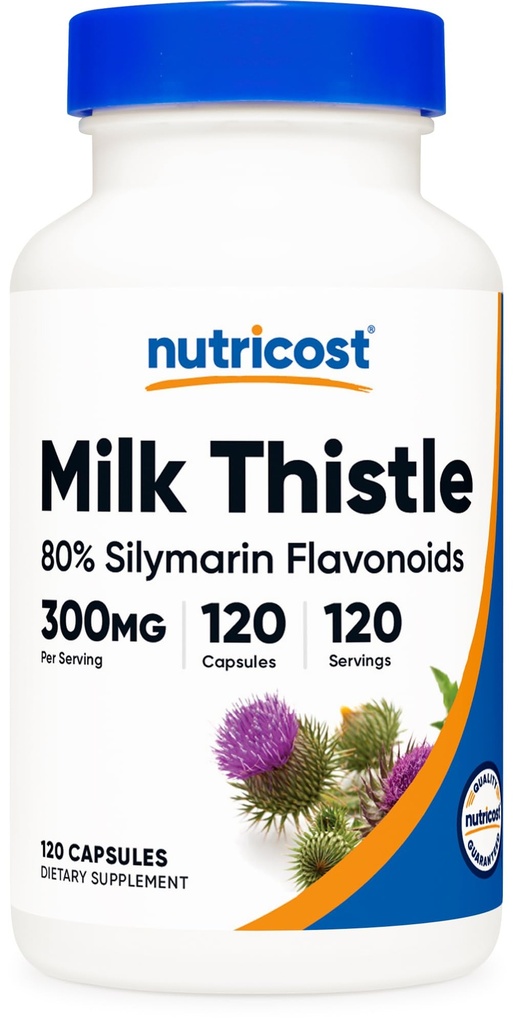 Nutricost Milk Thistle kapslid 300mg, 120 kapslit (80% Silymarin) - Gluteenivabad ja mitte-GMO