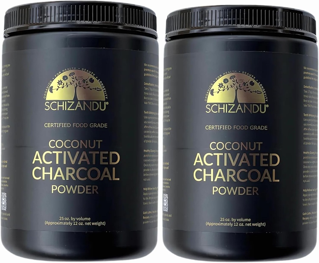 Orgaaniline söepulber Aktiivsüsi Looduslik, Vegan, Orgaaniline, GMO-vaba - Suur pudel 25 oz Pulber - 2pack