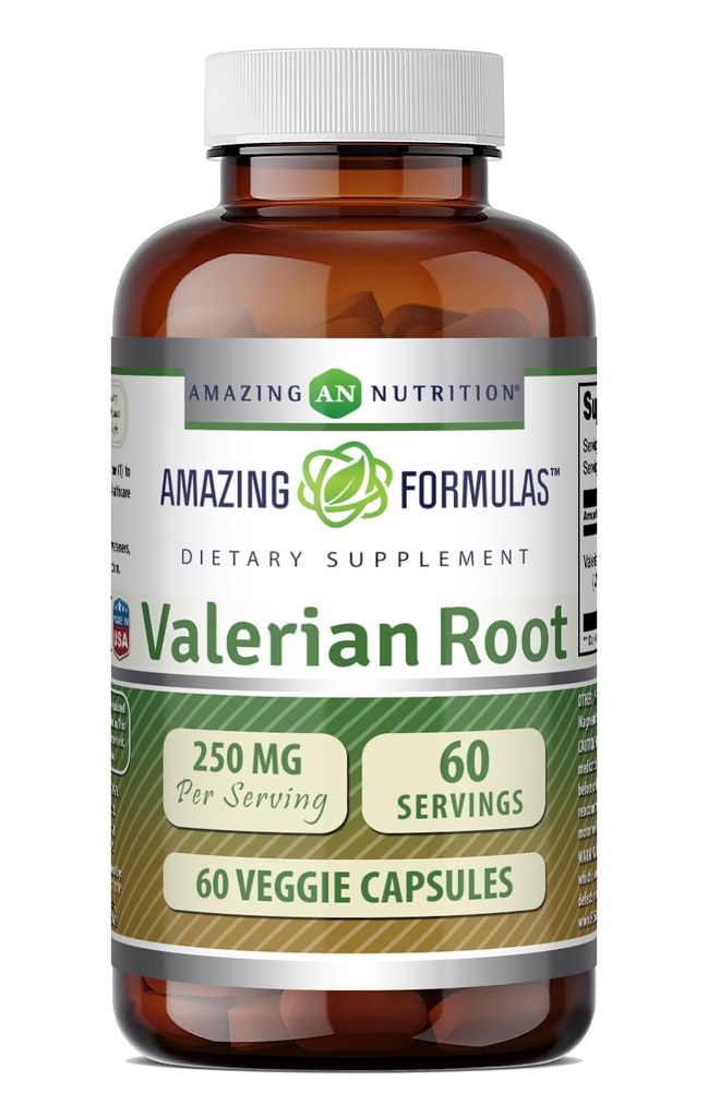 Amazing valemid Valerian Juur 4: 1 Extract Supplement | 250 Mg | 1000 Mg ekvivalent | 60 Veggie kapslid | Mitte-GMO | Gluteenivaba | Valmistatud USAs
