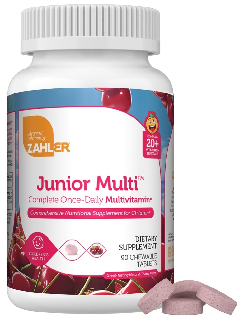 Zahler Kids Multivitamiini närimistablett - täielik üks igapäevane vitamiinide lisand - sisaldab 20 mineraali ja vitamiine lastele ja väikelastele - Kosher Multivitamiinid Kirsimaitse (90)