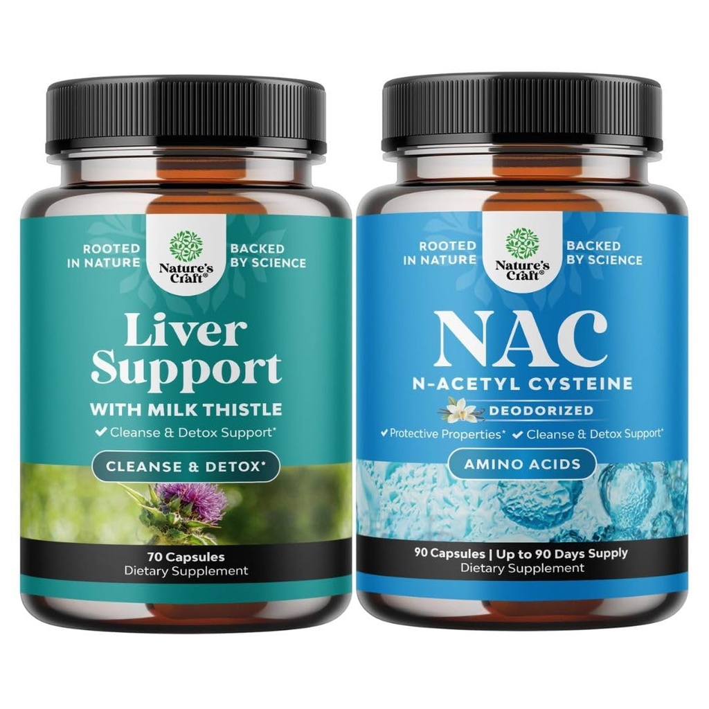 Bundle of Maks Cleanse Detox & Repair Formula and NAC Supplement N-Acetyl Cysteine 600mg - Taimne Maksatoetus Toidulisandiga Piimaohakas - Suur imendumine NAC 600 mg kapslid Glutatioon