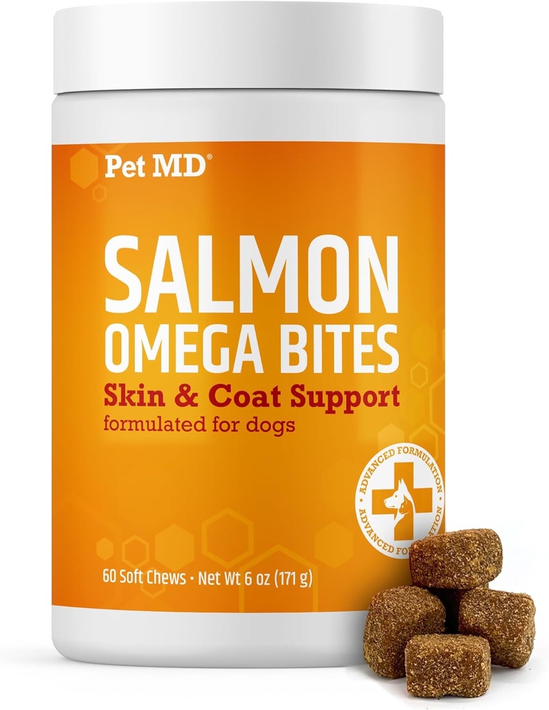 Lemmiklooma MD lõhe Omega Bites koertele - Naha ja karva täiendus Omega 3 & 6 koertele Plus DHA & EPA - soodustab allergiat ja kuiva naha leevendamist - 60ct