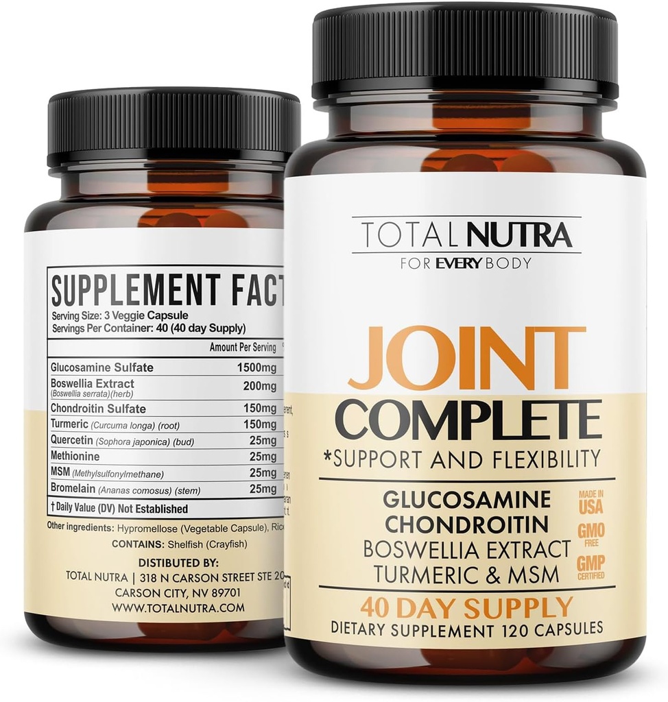 Glükoosamiin Chondroitin MSM Turmeric 2100mg – Joint Complete Capsules, Advanced Strength Joint Support Supplement for Adults Hands Back Knee Mobility – luu ja liigeste tervise täiendused meestele ja naistele