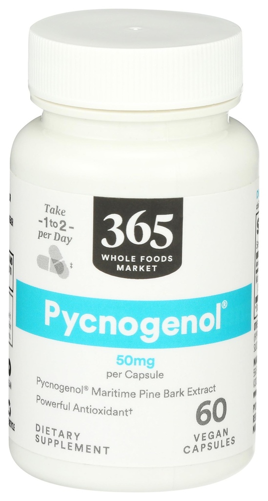 365 by Whole Food Market, Pycnogenol Maritime Pine Bark Extract, 50mg Vegan kapslid, 60 Count