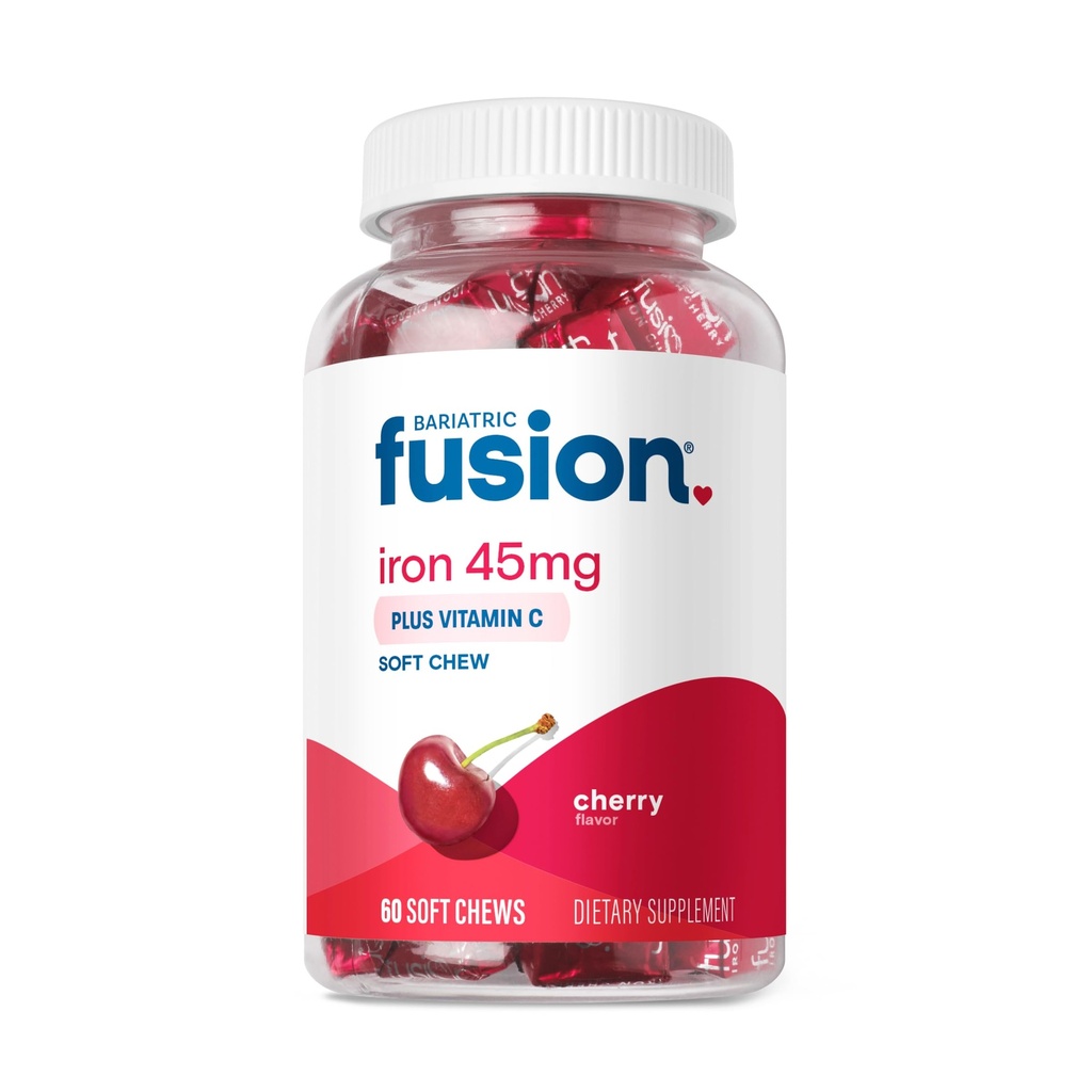 Bariatric Fusion Raualisandi Naistele Aneemia | Näritav raud C-vitamiiniga | Kirsimaitseline pehme närimine | Õrn kõhu raudfumaraat naistele ja meestele | Gluteenivaba | 60 loend