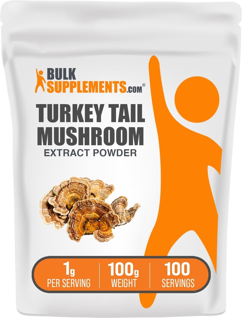 BulkSupplements.com Türgi saba Seeneekstrakti pulber - Coriolus Versicolor ekstrakt, Seenelisa - Vegan & Gluteenivaba, 1 g Serving, 100 g (3,5 oz) (pakk 1)