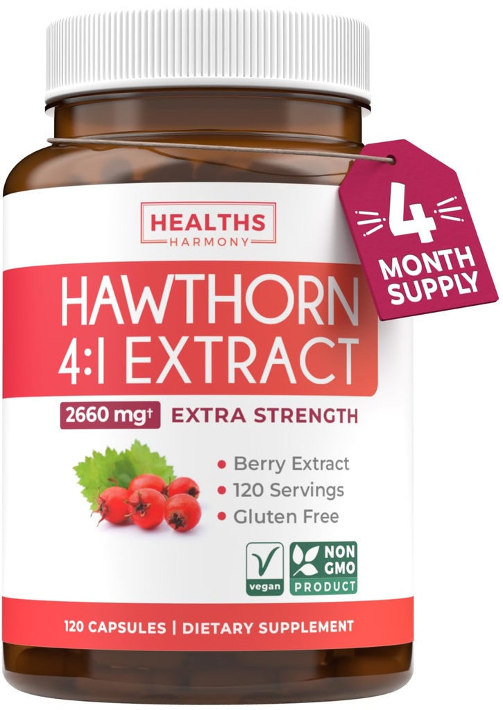 Super Potent Hawthorn Berry Extract kapslid - Hawthorn Berry Supplement valmistatud ekstra tugevus kontsentraat toetada südame ja seedetrakti tervist - Vegan Non-GMO & Gluteenivaba (4 kuu pakkumine)