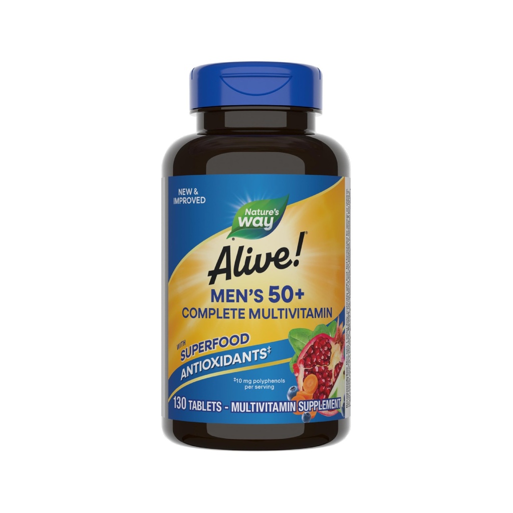 Looduse Tee Elus! Meeste 50+ täielik multivitamiin, toetab mitut kehasüsteemi *, toetab rakuenergiat *, kõrge tugevusega B-vitamiine, gluteenivaba, 130 tabletti (pakendamine võib varieeruda)