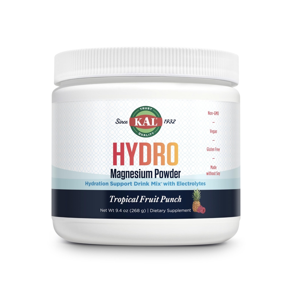 KAL Hydro Magnesium Plus Elektrolüütide Pulber - Troopiline Puuvilja Punch - Naatrium, kloriid, kaaliumilisand - Hüdratsioon Ja Cellular Energy Drink Mix - No Sugar - 60-päevane garantii, 50 Servings, 9,4 OZ