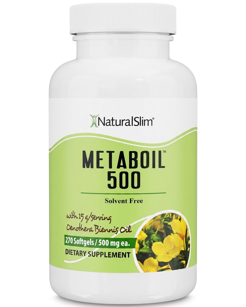 NaturalSlim Õhtune Primrose õli naistele 1500mg külma pressitud õli - Metaboil 500 GLA täiendus Gamma Linoleenhape naiste tervise, ainevahetuse, südame ja naha tervise - 270 Softgels