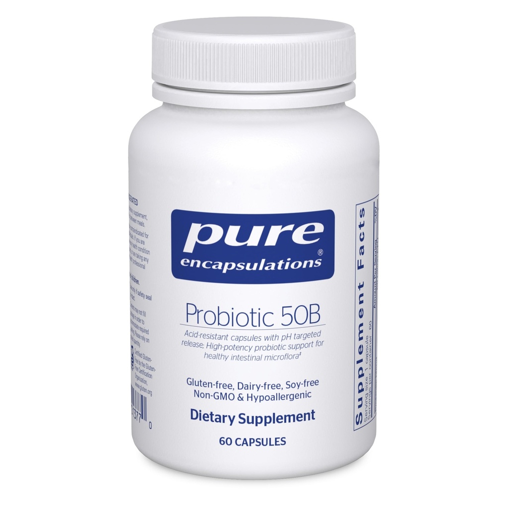 Puhtad kapslid Probiootikum 50B - Seedetrakti probiootikum - Immuunlisand * - Happeresistentsed kapslid - Gluteenivabad ja mitte-GMO - 60 kapslit