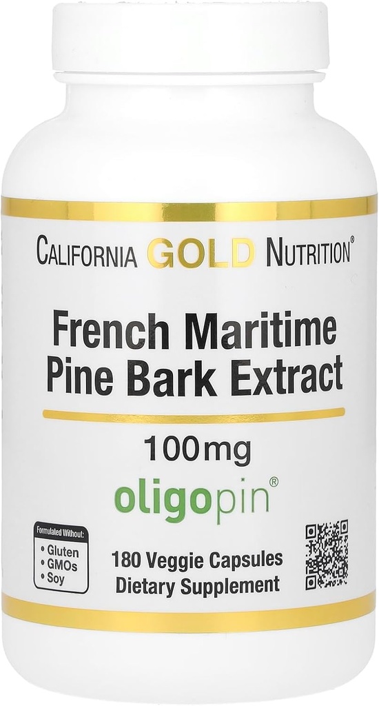 California Gold Nutrition männikoore ekstrakt , prantsuse merendus , oligopin , antioksüdantne polüfenool , 100 mg , 180 Veggie kapslit