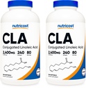 Nutricost CLA (konjugeeritud linoolhape) 2400mg, 240 Softgels - Gluteenivaba, Non-GMO, 800mg Softgel (2 pudelit)