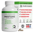 Restore 2 in 1 Colon Cleanse & Detox w/ Psyllium - toetab seedimist, Debloating & Constipation Relief naistele ja meestele, Gut Detox Cleanse w/ Magnesium | Elektrolüüt Infundeeritud Colon Cleanser & Detox
