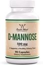 Double Wood Supplements D Mannose 500mg kapslid, 90 Count (D-Mannose kuseteede tervise ja põie vooderdamine, aitab UTI ennetamine) Vegan ohutu, mitte-GMO, gluteenivaba
