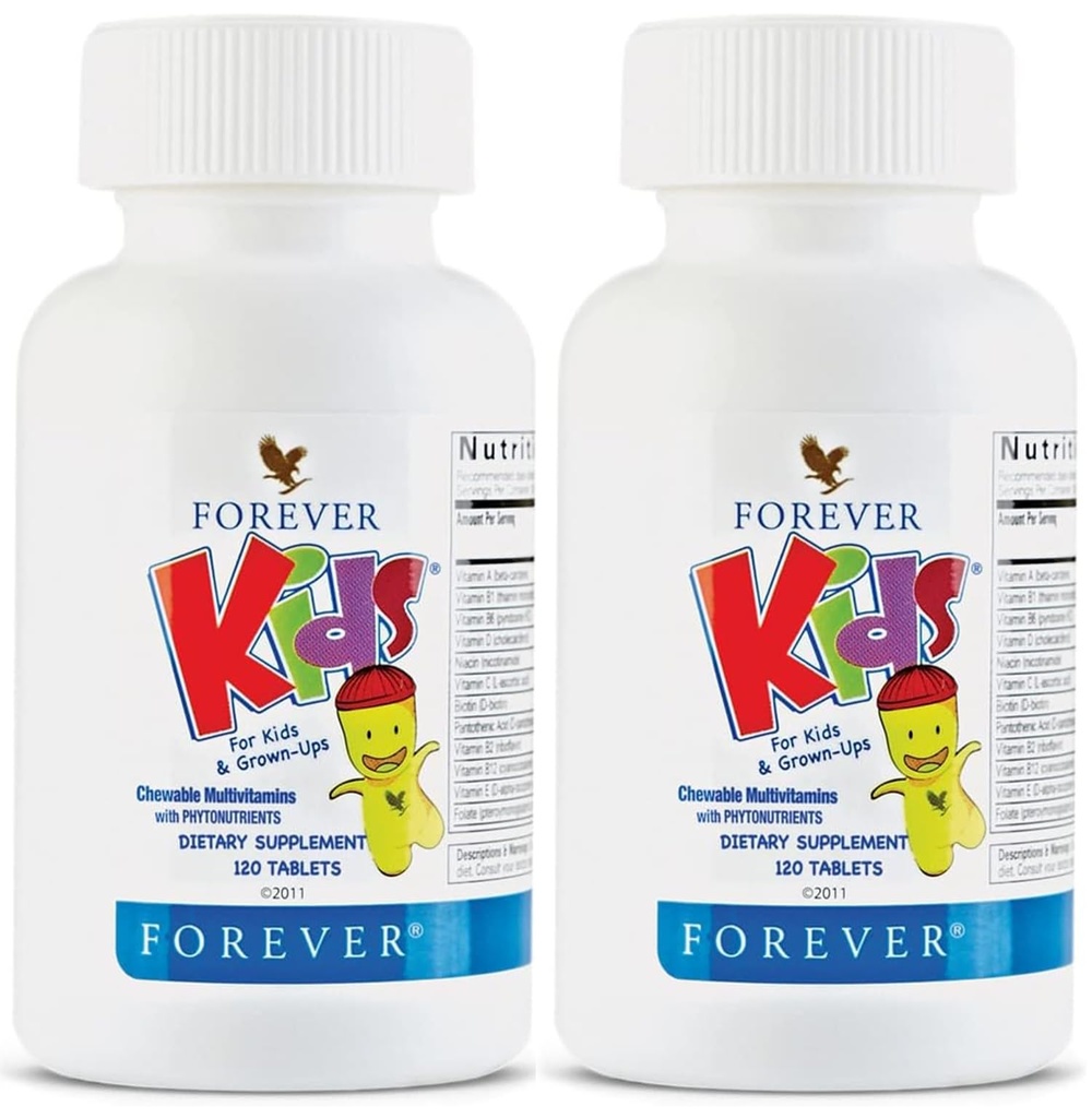 Forever Living - Kids Näritav multivitamiin - Viinamarjamaitse tervislikuks kasvuks ja arenguks - Kunstlike maitsete puudumine - 120 tabletti (2. pakend)