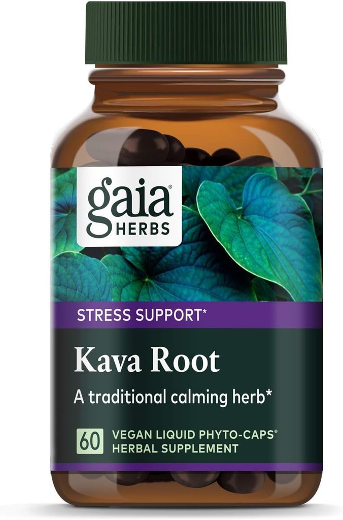 Gaia maitsetaimed Kava Root, Vegan Vequid Capsules, 60 Count - toetab emotsionaalset tasakaalu, rahulikkust ja lõõgastust, garanteeritud potentsi 75mg aktiivsed kalaktoonid