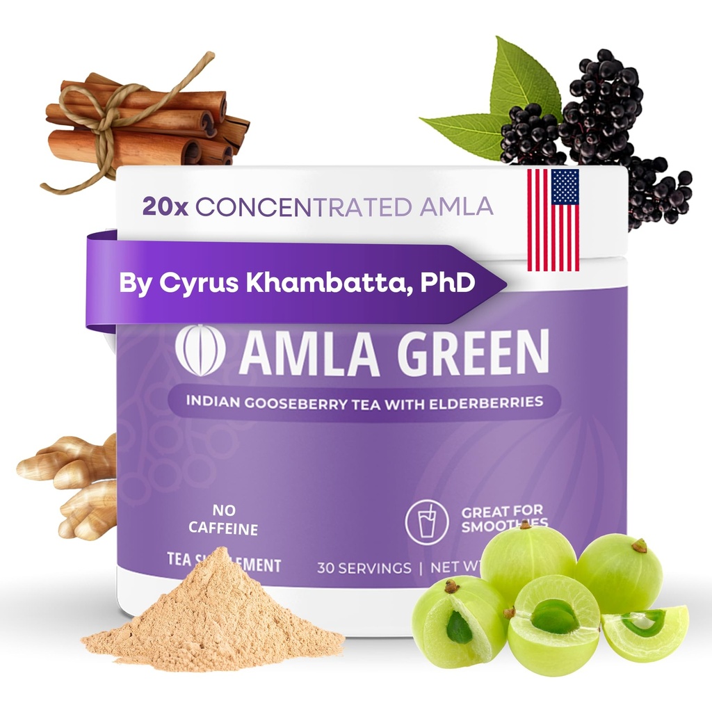 Amla Powder & Immunity Blend Superfood Supplement Elderberry, 20x Ultra kontsentreeritud Amla, Immune Support, valmistatud ingveriga, kaneel, piparmünt, India karusmarjad, immuunsus, 30 Servings