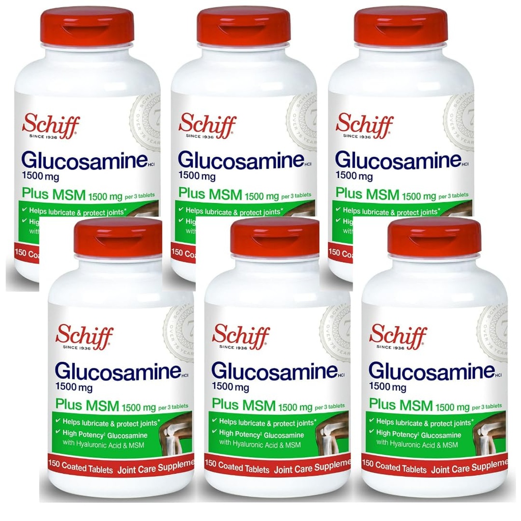 Schiff Glükosamiin 1500mg Plus MSM ja hüaluroonhape, 150 tabletti - ühine täiendus (pakk 6)