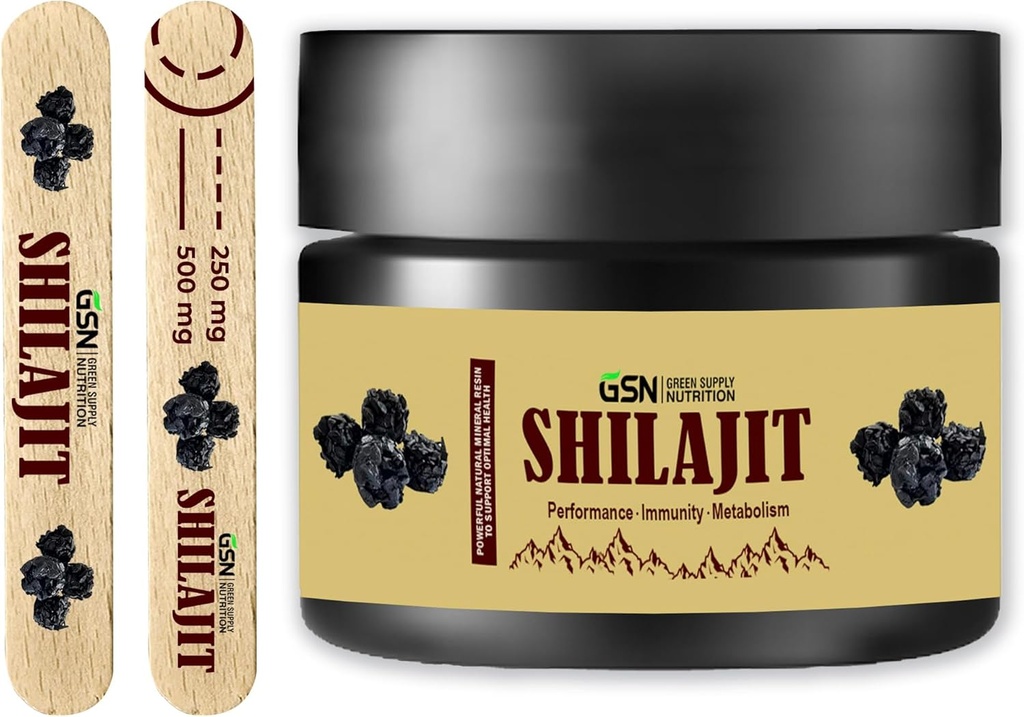 Roheline varustus Orgaaniline Shilajit Vaik 30 g: Puhas Himaalaja segu 85+ jälgimineraalid ja Fulvic Acid - 600mg maksimaalne potentsi energia suurendamiseks ja immuunsuse toetamiseks, 50 Servings