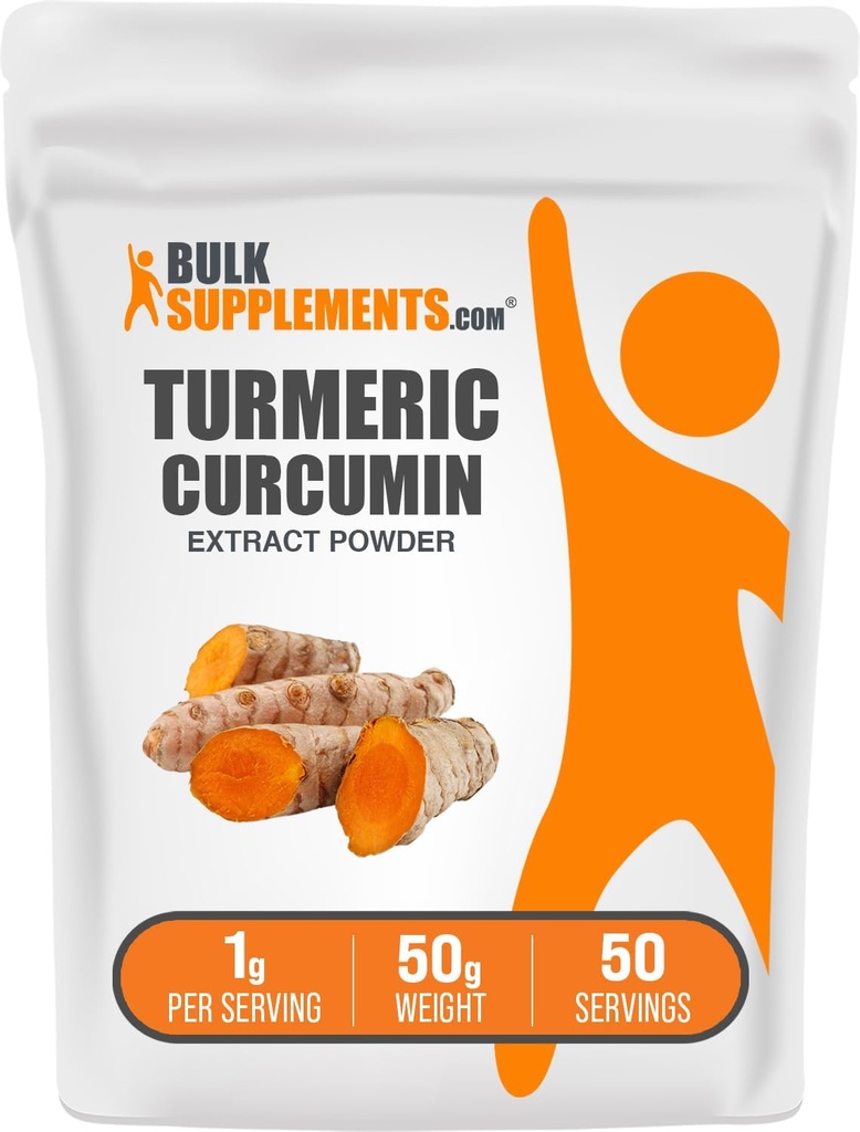 BulkSupplements.com Kurkumekstrakti pulber - kurkumjuurest, kurkumiinilisanditest, kurkumiinipulber - gluteenivaba, 1 g serveerimise kohta, 50 g (1,8 oz) (pakk 1)