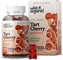 Wild & Organic Tart Cherry Gummies 7000 mg - Tart Cherry Extract Supplement Uric Level Support - 60 Vegan, Non-GMO Chews