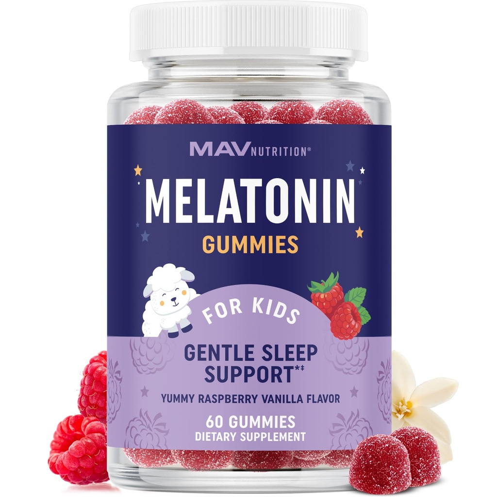 Melatoniin Gummies for Kids | 0,5mg per Gummy | õrn puhketoetus lastele vanuses 2+ | Madala annusega närimiskõlblik puhkeabi lastele | Lemon Balm & kummel | Mitte-GMO, kolmanda osapoole testitud 60ct