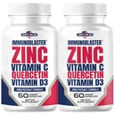 (2 Pack) ImmunoBlaster Tsink Quercetin 500mg koos D- ja C-vitamiini antioksüdandiga Immuunsüsteemi tugi Suur potents Quercetin Tsingi lisand meestele ja naistele - gluteeni, soja ja piimatoodete vaba - 120 loendit (kaksikpakett)